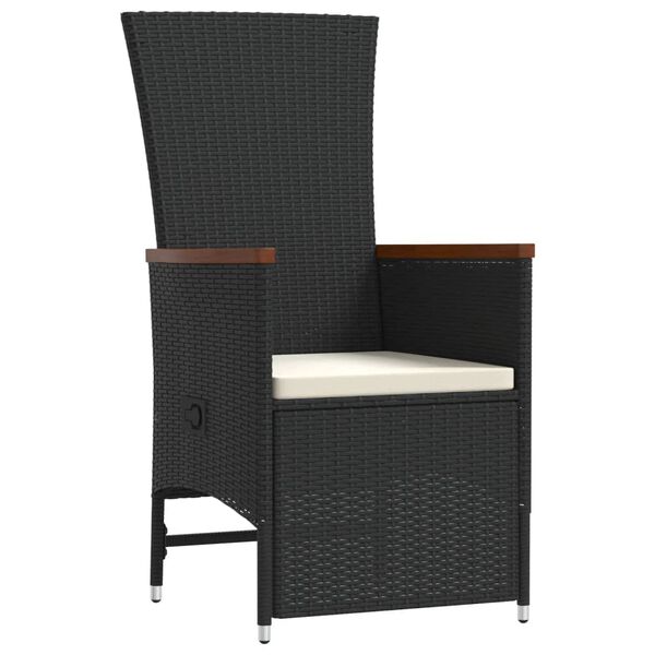 vidaXL Градински трапезен комплект възглавници 9 части черен полиратан