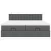 vidaXL Османска легло с матрак и LED, тъмносиво, 200x200 см, плат