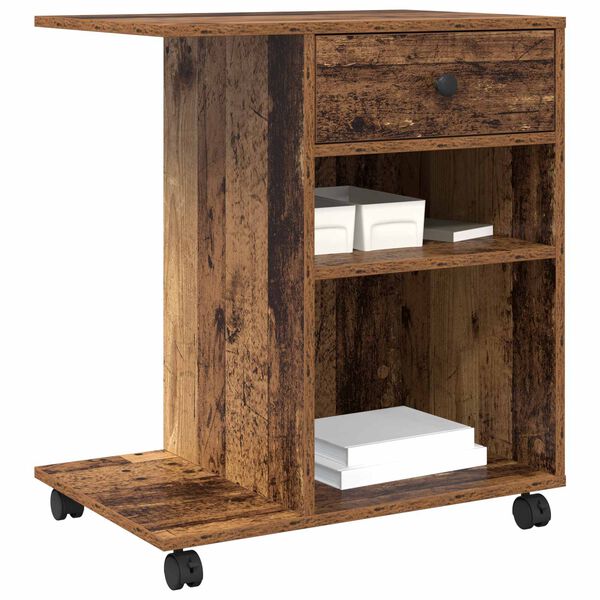 vidaXL Стойка за принтер Старо дърво 60 x 40 x 68.5 см Инженерно дърво