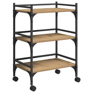 vidaXL Кухненска количка Дъб 50 x 35 x 75.5 см Инженерна дървесина