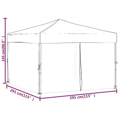 vidaXL Сгъваема парти палатка със странични стени, бяла, 3x3 м