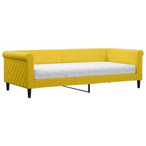 vidaXL Канапе с матрак, жълто, 90x200 см, кадифе