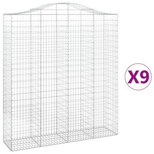 vidaXL Габионни кошници арка 9 бр 200x50x220/240 см поцинковано желязо