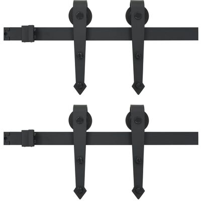 vidaXL Комплект механизъм за плъзгаща врата, 2х183 см, стомана, черен