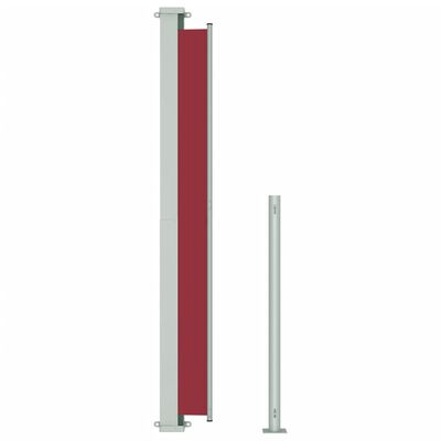 vidaXL Прибираща се дворна странична тента, 180x500 см, червена