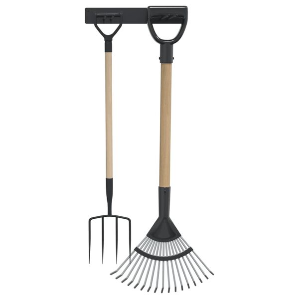 vidaXL Стелаж за съхранение на градински инструменти, черни стомана