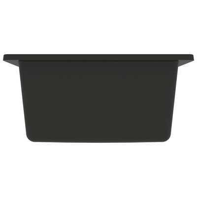 vidaXL Кухненска мивка с преливник, черна, гранит