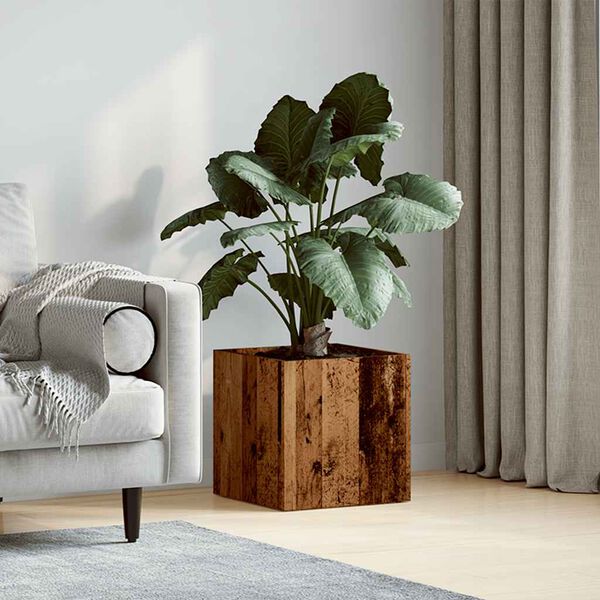 vidaXL Кутия за саксии от старо дърво 40x40x40 cm Инженерна дървесина