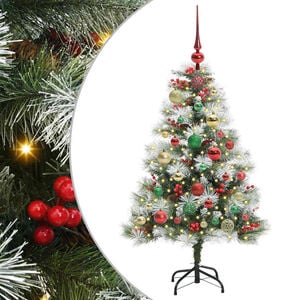 vidaXL С изкуствено коледно дърво Зелен и бял 120 cm