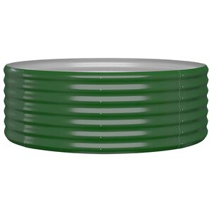 vidaXL Градинска кашпа поцинкована стомана 100x100x36 см зелена