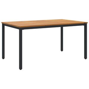 vidaXL Маса за открито Естествено и черно 150 x 90 x 75 cm