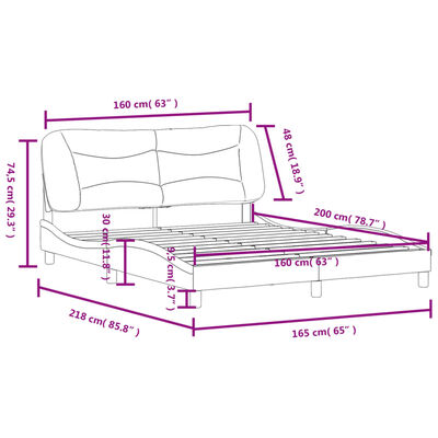 vidaXL Рамка за легло кремава 140x200 см, плат