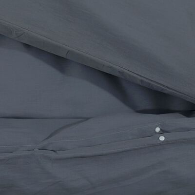 vidaXL Комплект спално бельо, антрацит, 135x200 см, памук