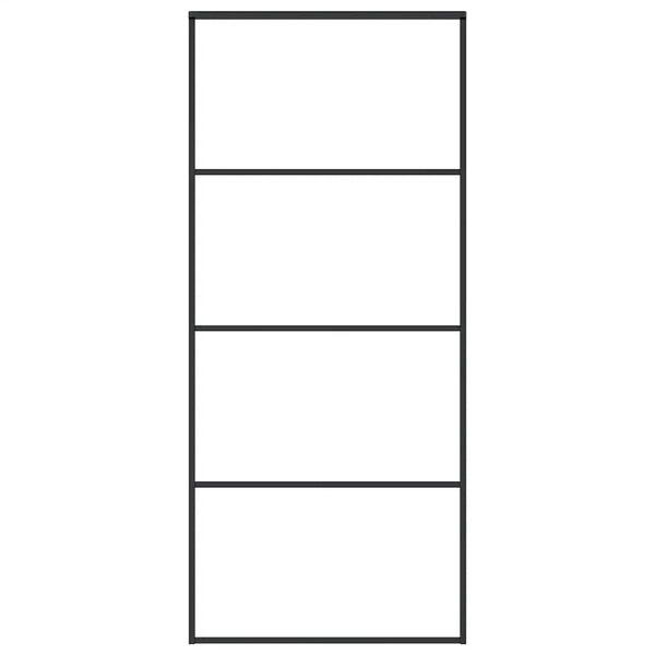 vidaXL Плъзгаща се врата матирано ESG стъкло/алуминий 90x205 см черна
