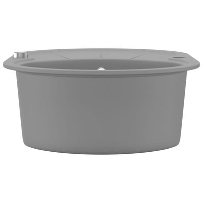 vidaXL Гранитна кухненска мивка с едно корито, овална, сива