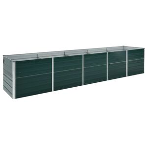 vidaXL Градинска висока леха поцинкована стомана 400x80x45 см зелена
