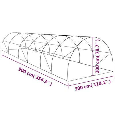 vidaXL Оранжерия, 27 м², 900x300x200 см