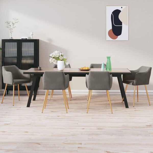 vidaXL Трапезни столове, 6 бр, тъмносиви, кадифе