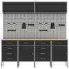 vidaXL Комплект работни шкафове с чекмедже със съхранение 10 pcs Черно