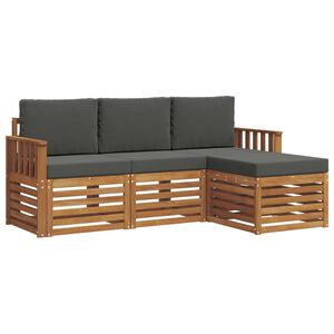 vidaXL Комплект дивани за открито 4 pcs Натурален и Антрацит