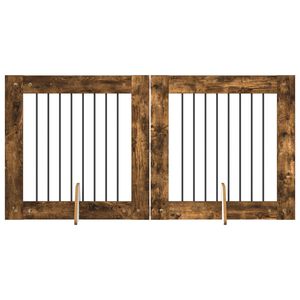 vidaXL Врата за кучета с поставки 2 pcs Опушен дъб 80 x 80 cm