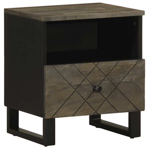 vidaXL Нощно шкафче, черно, 40x33x46 см, мангово дърво масив