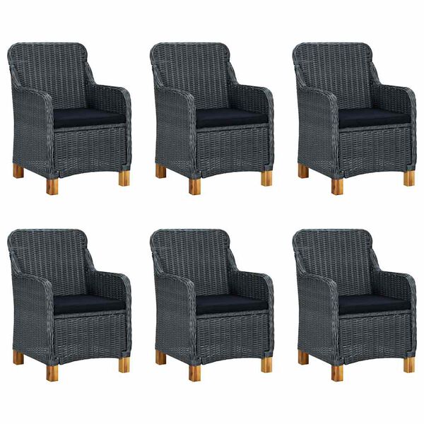 vidaXL Градински трапезен комплект, 7 части, тъмносив