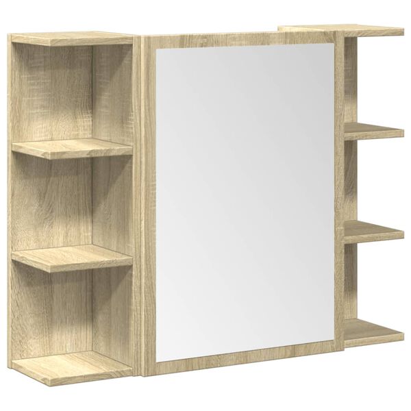 vidaXL Комплект шкафове за баня от 3 части дъб сонома инженерно дърво