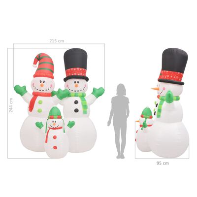 vidaXL Коледни надуваеми снежни човеци Santa Family LED IP44 240 см
