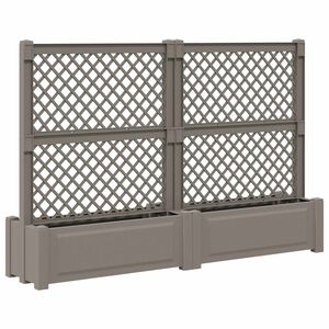 vidaXL Голям сандък с решетка 2 pcs Сиво 200 x 43 x 133,5 см ПП