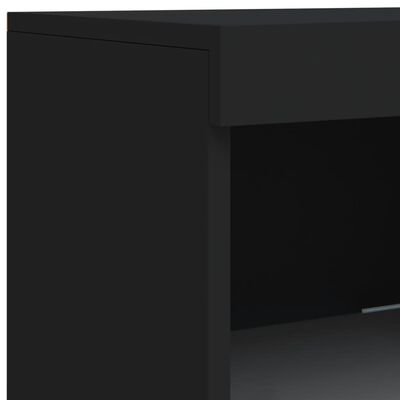 vidaXL Сайдборд с LED светлини, черен, 202x37x100 см