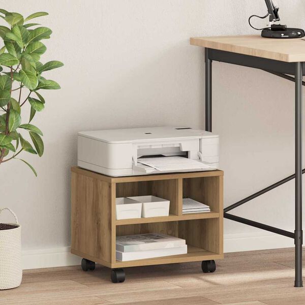 vidaXL Стойка за принтер Дъб 41 x 32 x 34,5 см Инженерно дърво