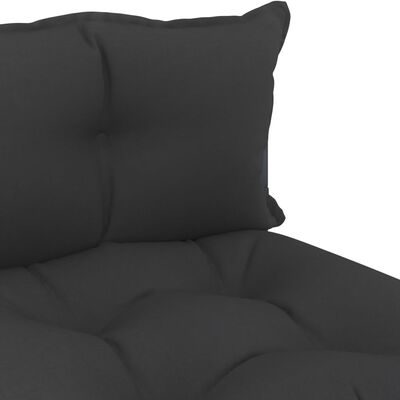 vidaXL Градински палетен среден диван с черни възглавници, дърво