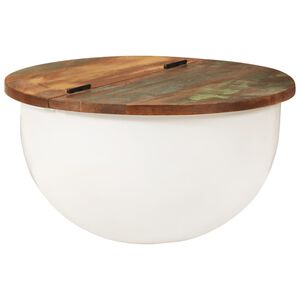 vidaXL Маса за кафе, бяла, 50x27 см, регенерирано дърво масив
