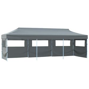vidaXL Сгъваема шатра с 5 странични стени, 870x291x315 см, антрацит