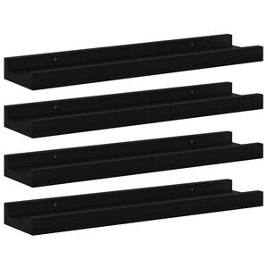 vidaXL Стенни рафтове, 4 бр, черни, 40x9x3 см