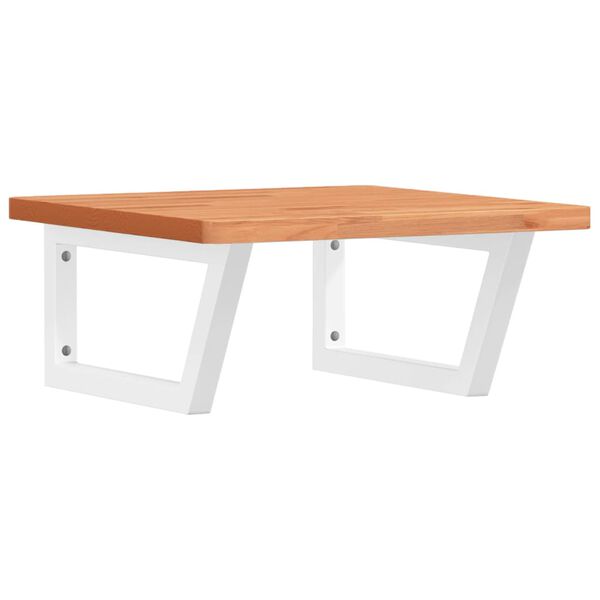 vidaXL Стенен рафт за мивка, стомана и масивно дърво бук