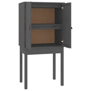 vidaXL Висок шкаф, сив, 60x40x120 см, борово дърво масив