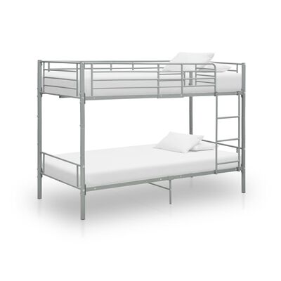 vidaXL Двуетажно легло, сиво, метал, 90x200 см
