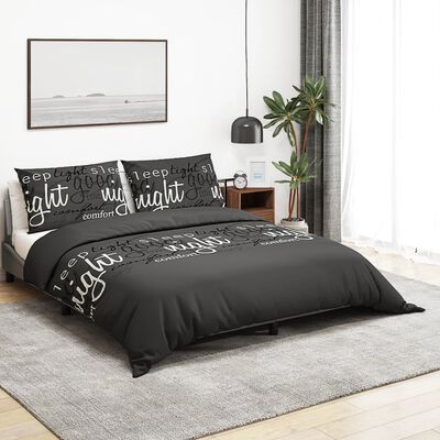 vidaXL Комплект спално бельо, черно, 220x240 см, памук