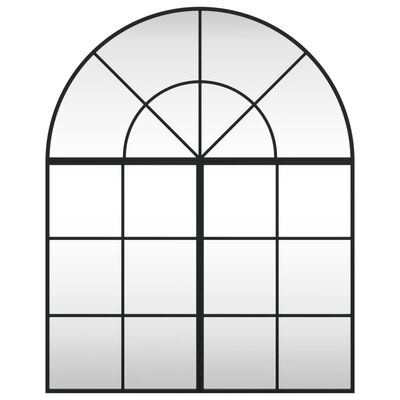 vidaXL Стенно огледало, черно, 80x100 см, арка, желязо