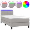 vidaXL Боксспринг легло с матрак и LED, светлосиво, 90x200 см, плат