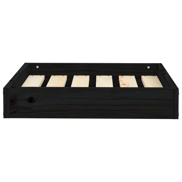 vidaXL Кучешко легло, черно, 51,5x44x9 см, борова дървесина масив