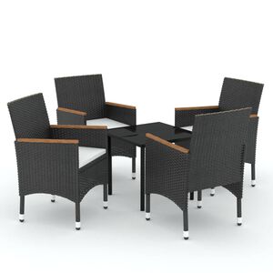 vidaXL Градински трапезен комплект от 5 части с възглавници черен