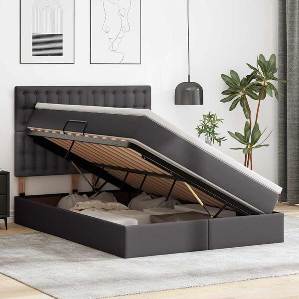 vidaXL Легло с място за съхранение Сив 140 x 200 cm Изкуствена