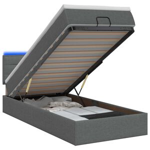 vidaXL Отоман с матрак и LED с LED ленти Тъмносиво 80 x 200 cm Текстил