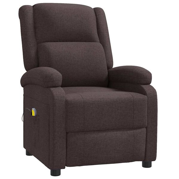 vidaXL Wingback масажен стол, тъмнокафяв, текстил