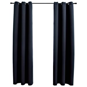 vidaXL Завеси за затъмнение с халки, 2 бр., черни, 97x213 см, плат