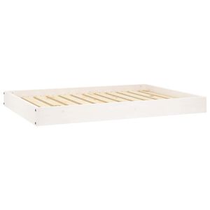 vidaXL Кучешко легло, бяло, 101,5x74x9 см, борова дървесина масив