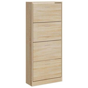 vidaXL Шкаф за обувки, дъб сонома, 63x24x147 см, инженерно дърво